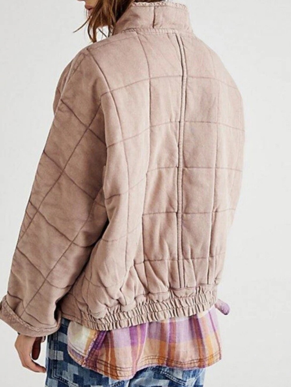 Free People Dolman Sleeve Pale Pink Women’s Quilted Full Zip Jacket Small